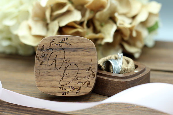 Wooden Ring Box - We Do in Wreath Design