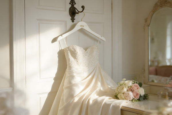Mrs Gold Engraved Hanger, White with Gold Hook