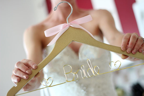 Gold Bride Hanger with Hearts, Wedding Hanger