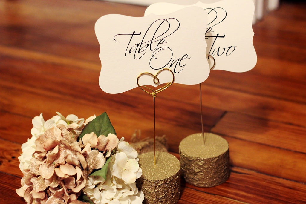 Glitter Gold Rustic Log Table Number Holders
