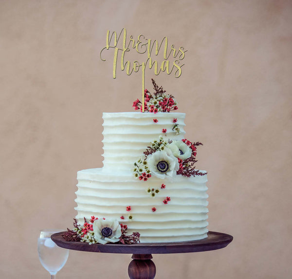 Last Name Wedding Cake Topper Personalized