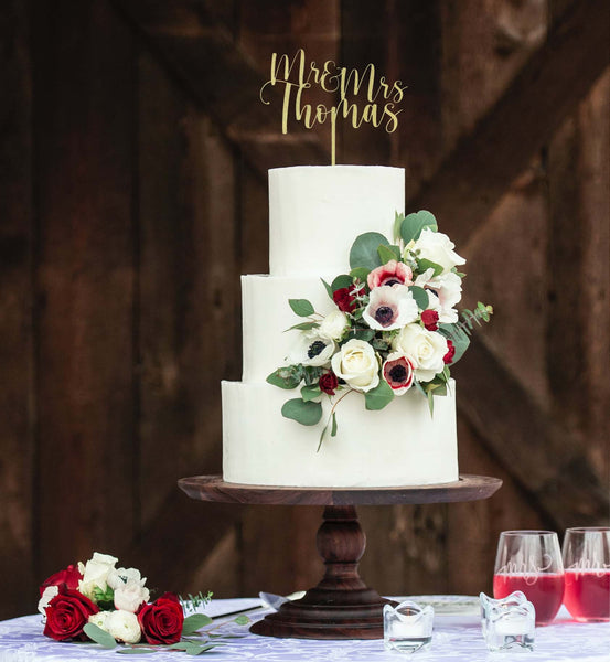 Last Name Wedding Cake Topper Personalized