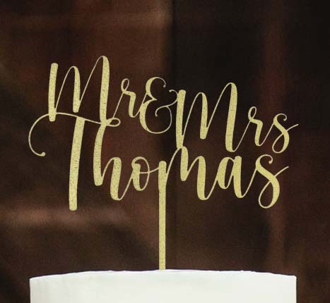 Last Name Wedding Cake Topper Personalized