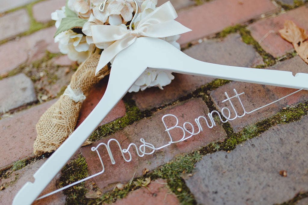personalized bridesmaid dress hangers Bride Hanger with Wedding Date