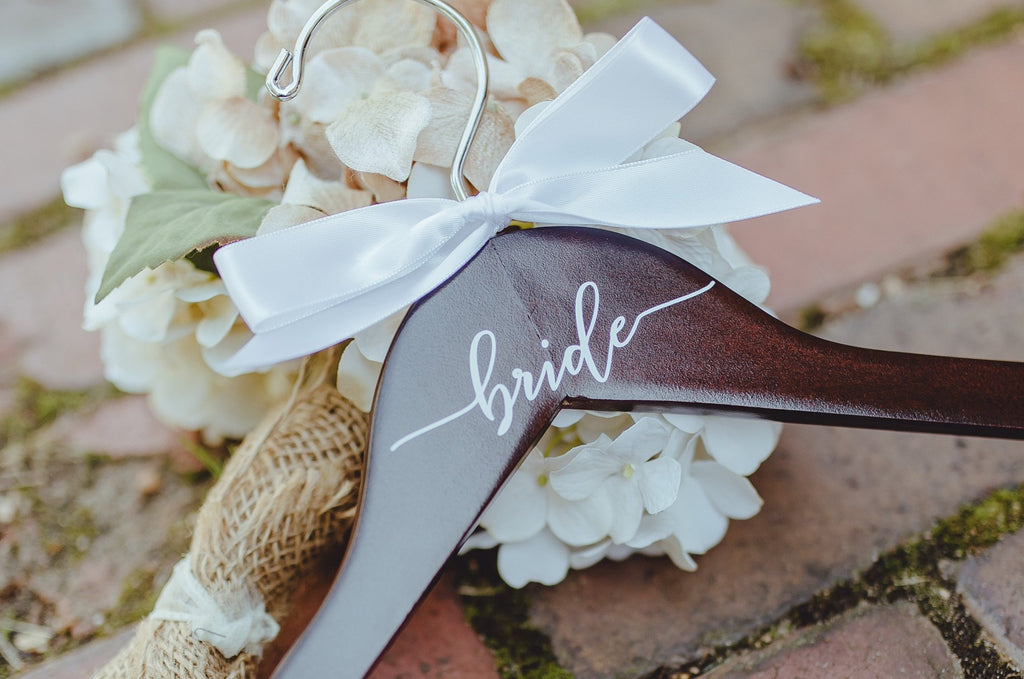 Bride Decal Hanger, Font 2 Bride and Bow Bride Decal Hanger, Font 2 Bride and Bow