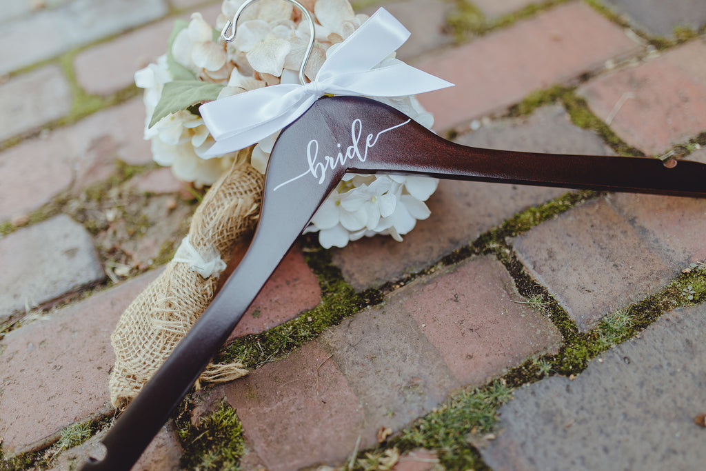 wedding dress hanger Bride Decal Hanger, Font 2 – Bride and Bow