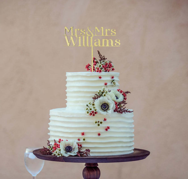 Personalized Wedding Cake Topper in Gold or Silver