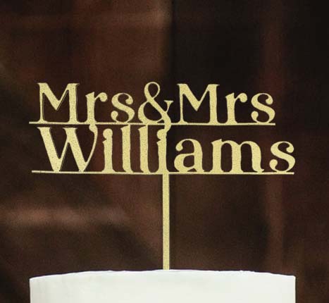 Personalized Wedding Cake Topper in Gold or Silver