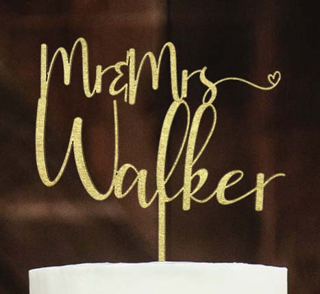 Personalized Wedding Cake Topper in Script Font