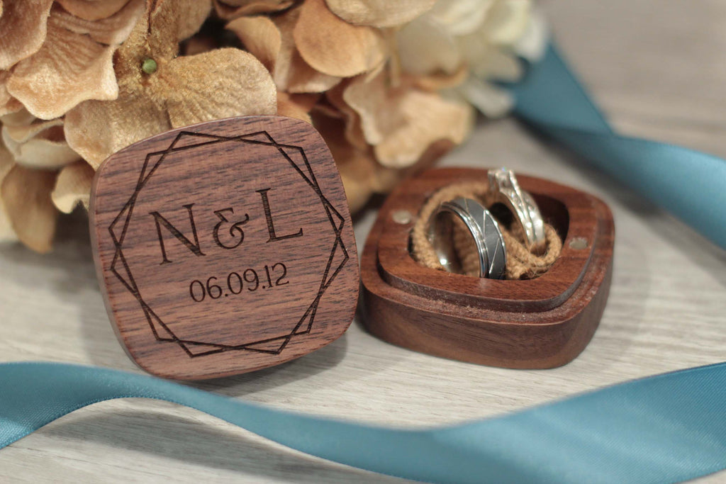 Wooden Ring Box - Hex Design