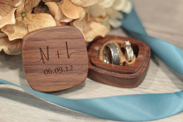 Wooden Ring Box - Initials Design 1