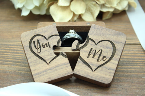 Puzzle Ring Box - You and Me Hearts