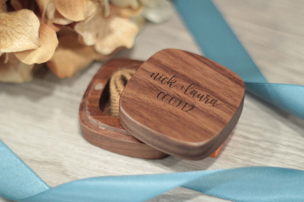 Wooden Ring Box - Names and Date Design 1